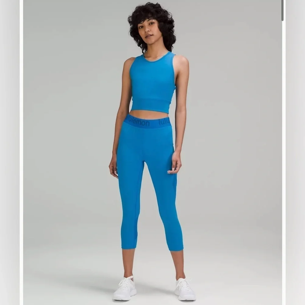 NWT Lululemon Athletica Logo Waistband High Rise Train Crop Leggings 21